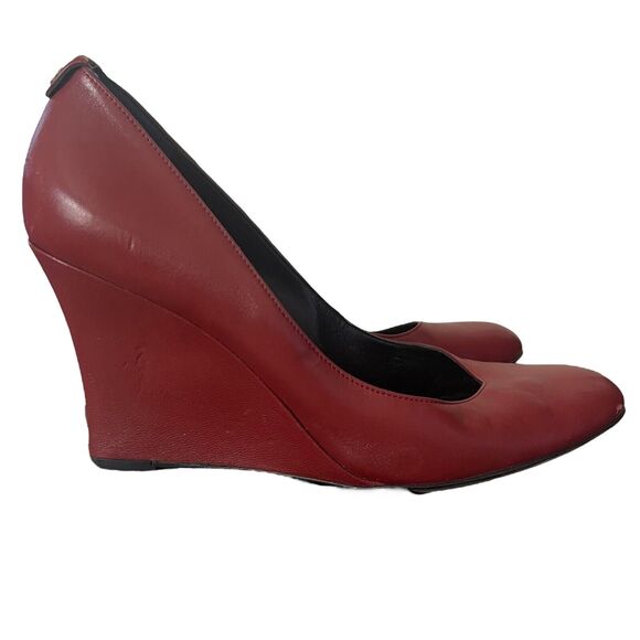 Gucci EUR 41 Wedge Heels Round Toe Deep Red Career Comfort GG Emblem - Picture 11 of 16